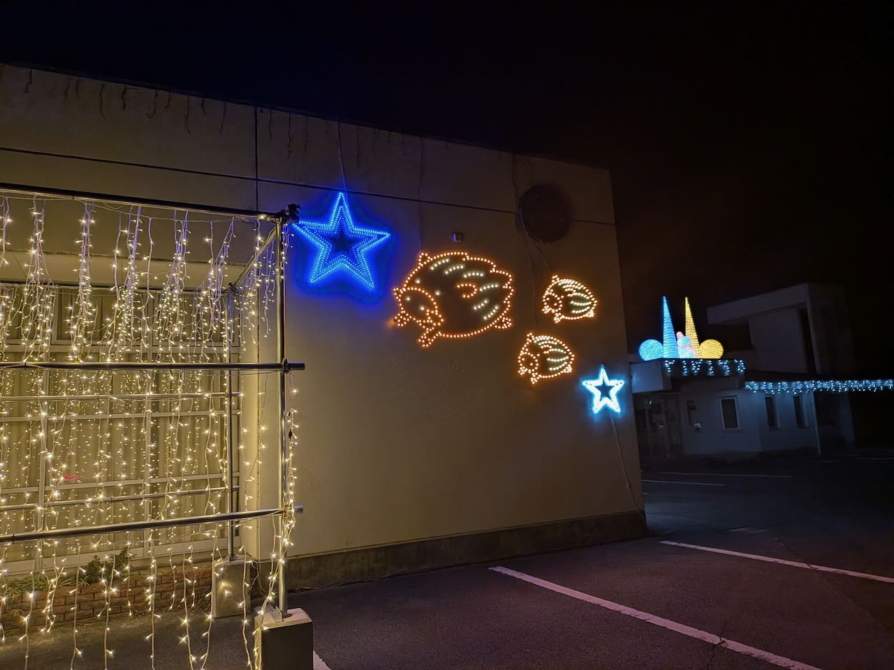 玉川サイコープラザ イルミネーション トンネルイノシシ