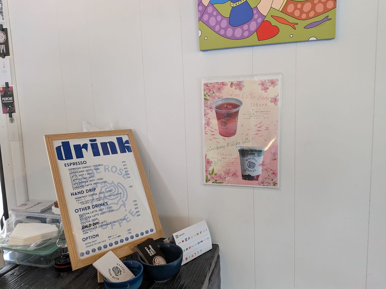 BLUE ROSE COFFEE　カフェ　しまなみ海道　ドーナツ　店内　メニュー